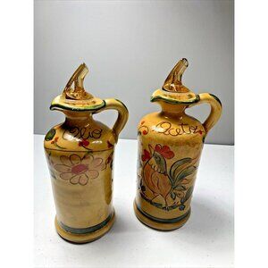 Armando Poggi Firenze Hand Painted, Oil & Vinegar Cruet & Stoppers, Italian